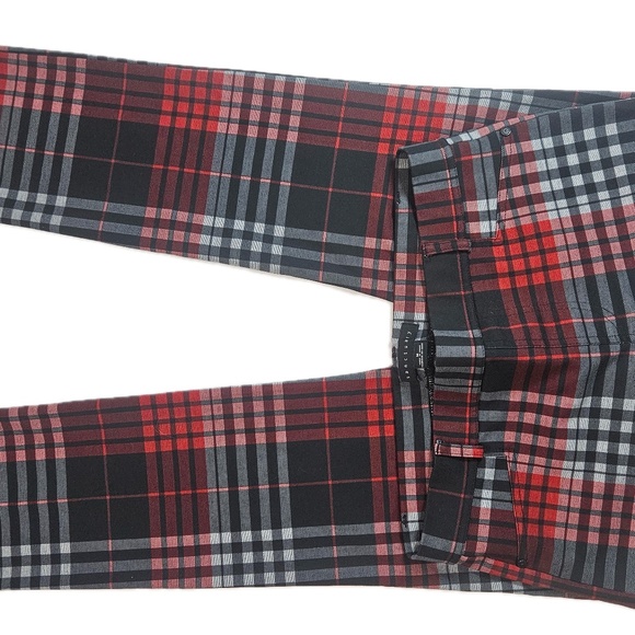 Sanctuary Pants Womens‎ Medium Red Black Plaid Tartan Style Stretch Skinny Ponte - Picture 5 of 6